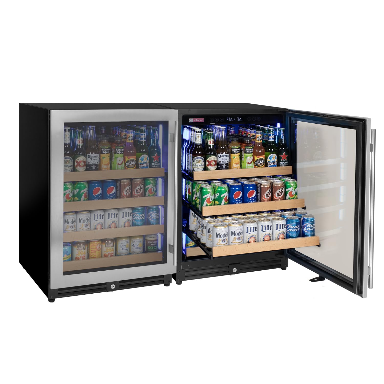 Allavino Reserva Series Stainless Steel Side-by-Side Beverage Center 2X-VSBC24L-SS on Fridge.com