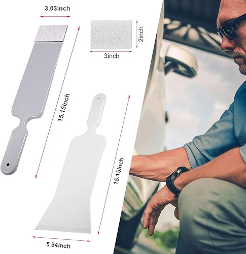 Miniatura 2 de Dickno 2 herramientas de tinte de ventana de mango largo, juego de herramientas de limpieza de ventanas delanteras y traseras de automóvil,