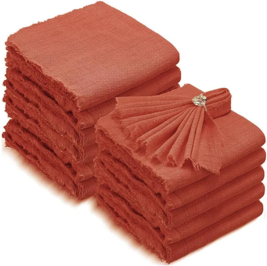 Servilletas de tela gasa rústicas de 32x32 cm para decoración de mesas de boda