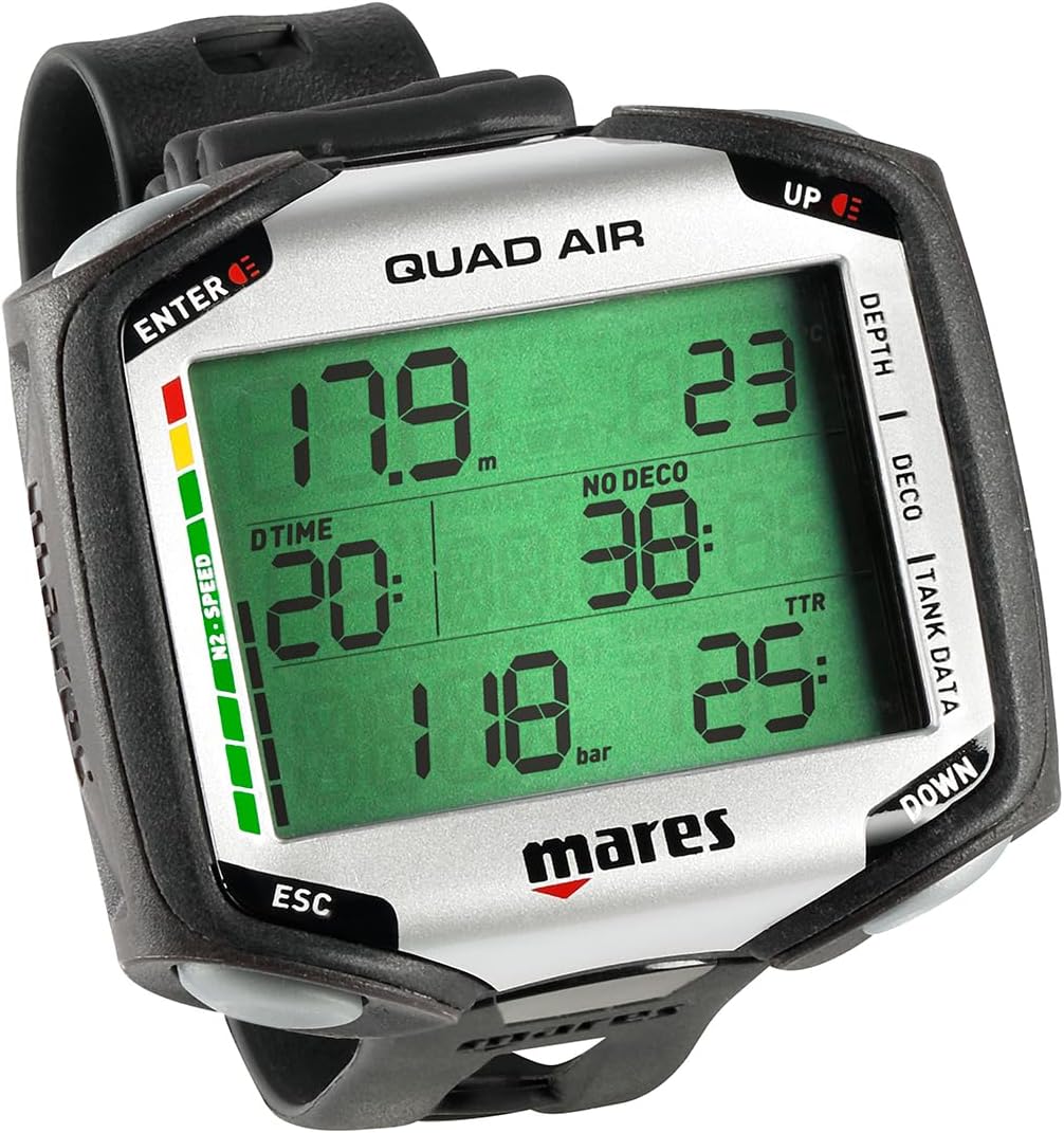 MARES Quad Air Smart Wrist Underwater Scuba Diving Computer, Black/Black (414...