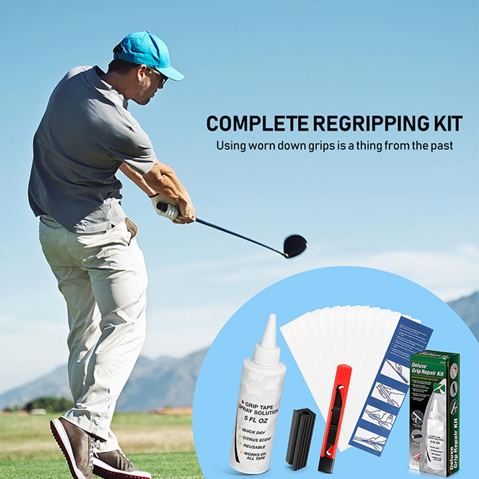 Juego para cambiar los mangos de golf, juego de reparación portátil, juego completo para cambio de mango de de golf, para hija, familia, amigos, hombres, mujeres, adolescentes, hijos