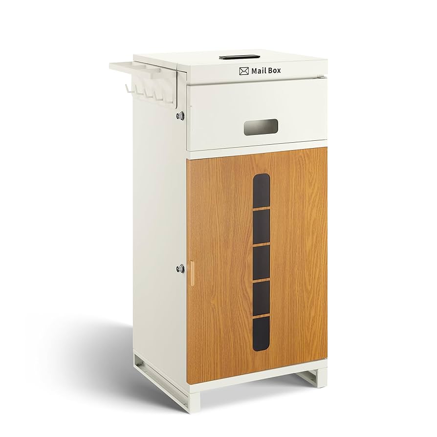 Simpolu 宅配ボックス 置き型 スタンド 投函口3つ かご付き