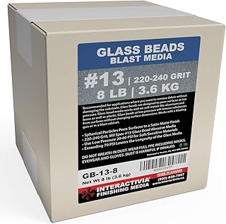 #13 Glass Beads - 8 lb or 3.6 kg - Blasting Abrasive Media (Fine) 220-240 Mesh or Grit - Spec No 13 for Blast Cabinets Or Sand Blasting Guns - Small Beads for Cleaning and Finishing