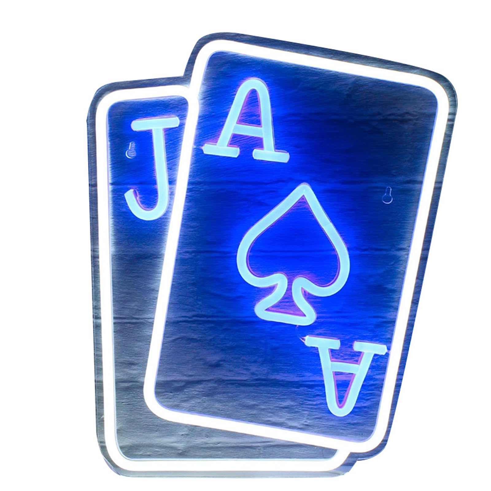 Tazweeq Playing Cards Neon Sign for Wall Decor, Poker Teens Led Neon Light Blue White Usb Light Sign for Bedroom Casino Bar Hotel Play Room Birthday Party Decor