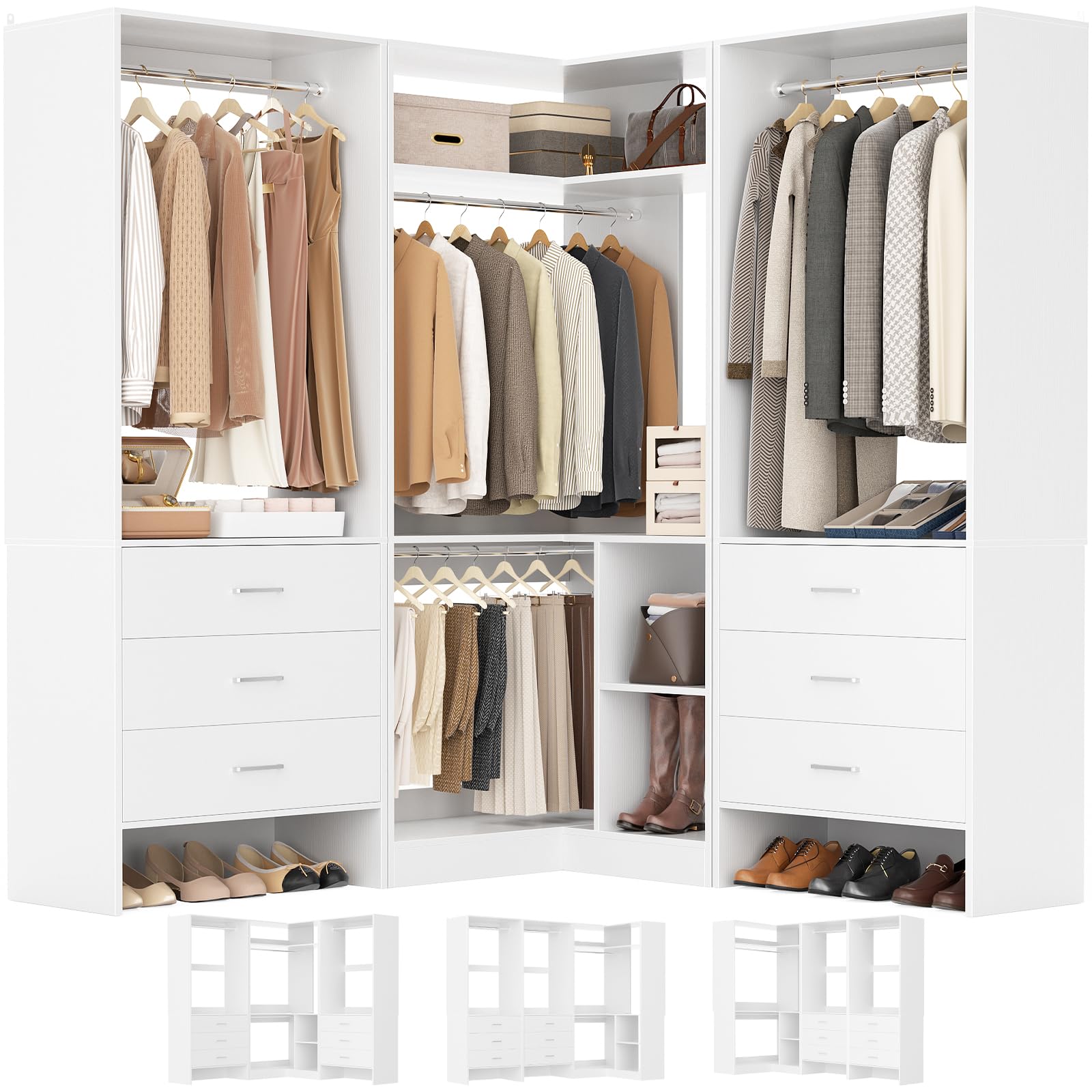 Amazon.com: Aheaplus Closet System with 6 Drawers, 4 Hanging Rods