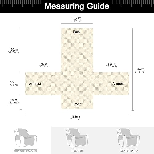 Miniatura 151 de TAOCOCO Funda para silla reclinable 100% impermeable, fundas antideslizantes para silla reclinable con bolsillo, protector de muebles lavable