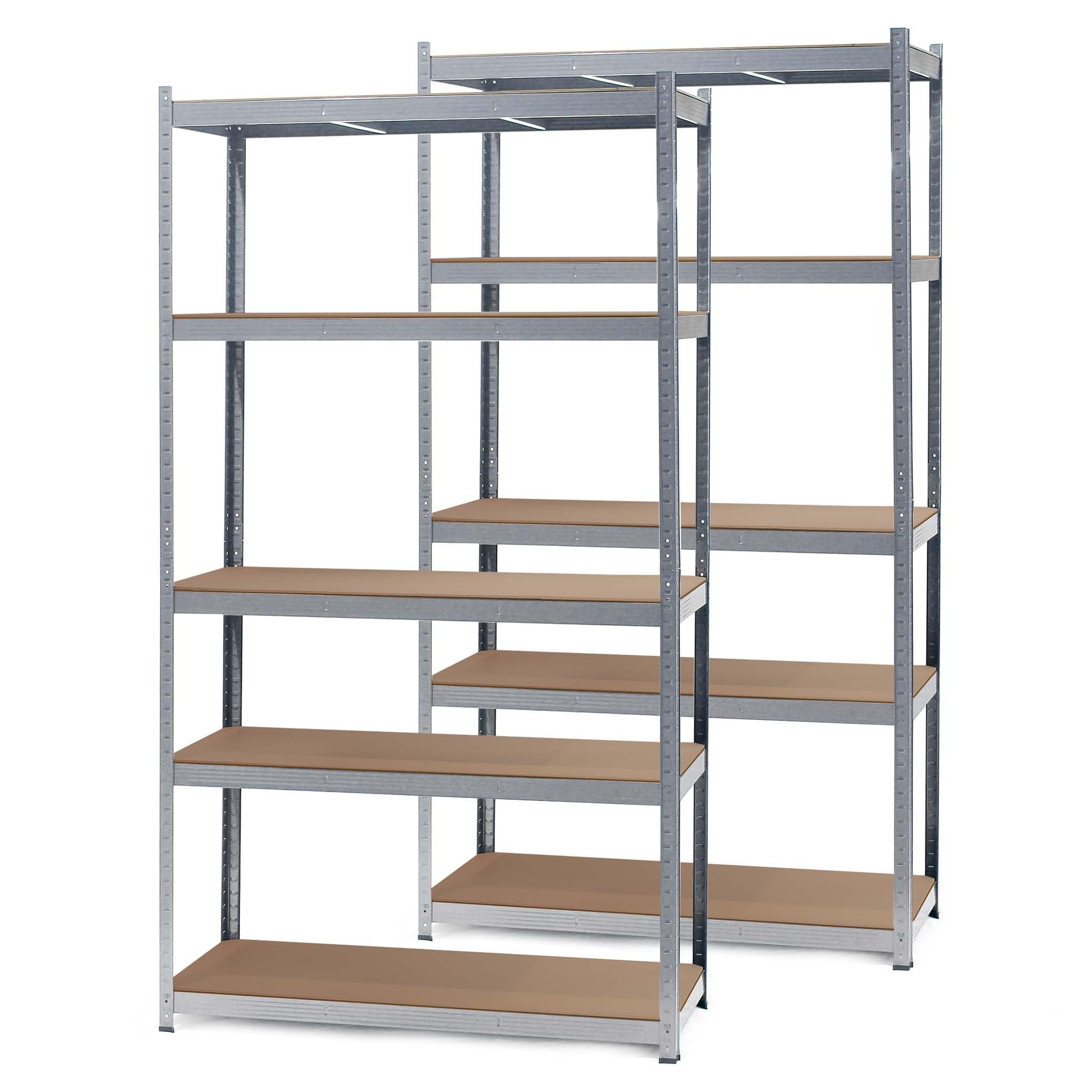 Wiltec 2x Regał magazynowy z ocynkowanej stali 100 x 60 x 200 cm, regał garażowy do 1000 kg z montażem bez narzędzi, regał do piwnicy i magazynu