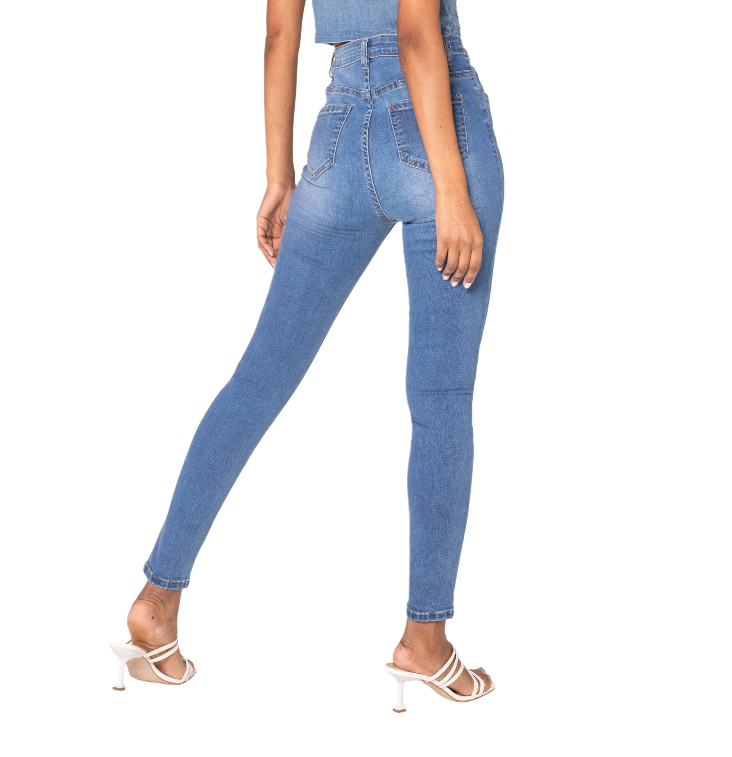 Nina Carter P190 Jean coupe skinny pour femme, taille extra haute, aspect usé