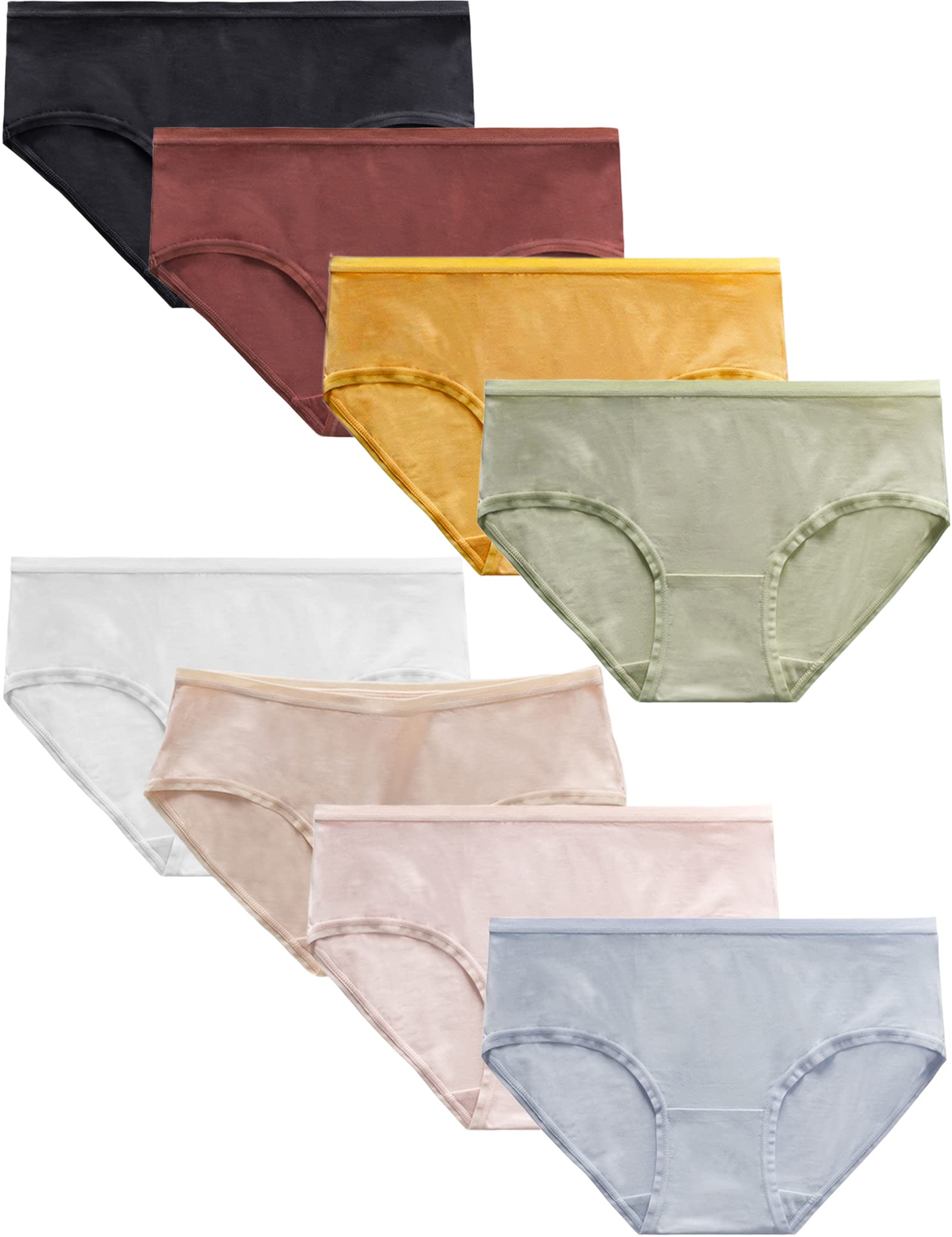 Soft Girls Cotton Briefs for Teens - 8-Pack Comfortable Breathable Underwear Essential Everyday Panties Vintage Color 12