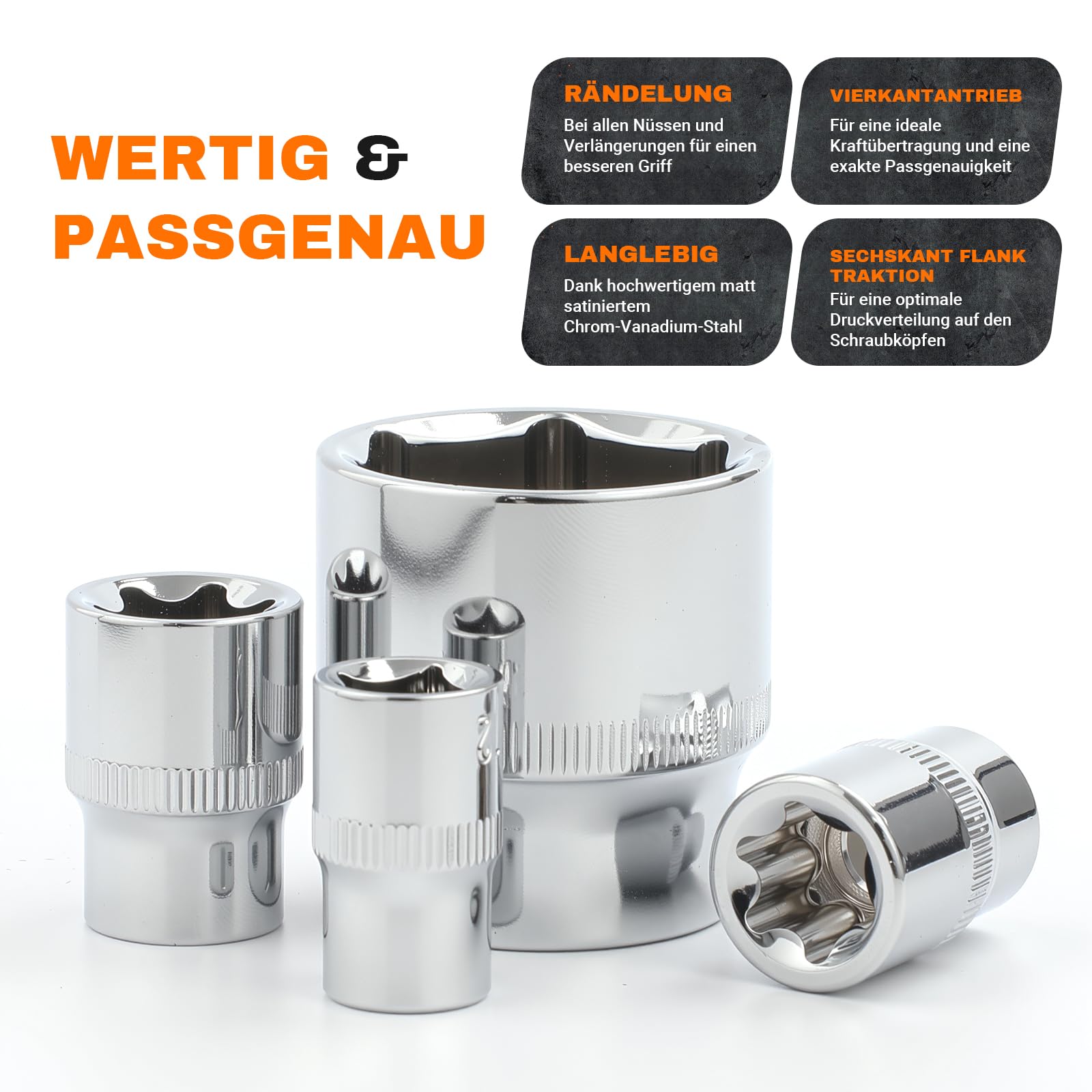 Steckschlüsselsatz, 216 tlg, 1/2"+1/4"+3/8" Zoll Knarrenkasten Ratschenkasten, CR-V Steckschlüssel-Satz, Werkzeugkoffer gefüllt mit Ratschen, Steckschlüssel und Bitsatz