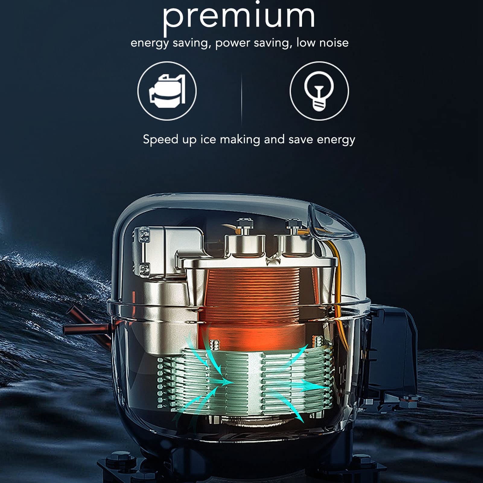 FTVOGUE Máquina para Hacer Hielo en Encimera, Máquina para Hacer Hielo Portátil ABS de 112W con Tanque de Agua de 2,2 L para Cocina, Oficina y Fiesta