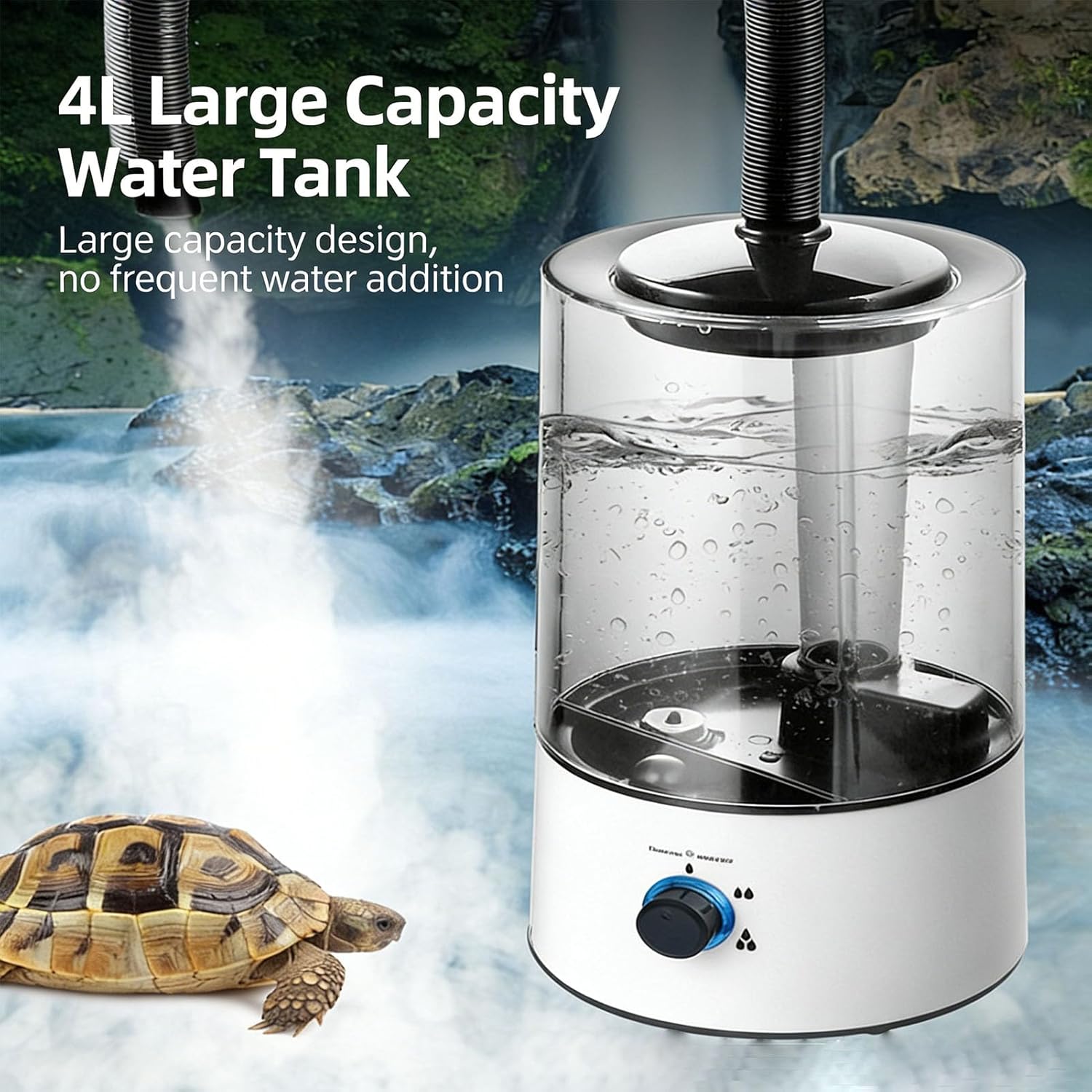 Reptile Humidifier, 4L ABS Reptile Fogger with 3 Mist Levels and Large Water Tank, for Reptiles Amphibians Terrarium Vivarium