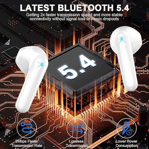 Miniatura 9 de Auriculares inalámbricos Bluetooth 5.3 50 horas de reproducción, auriculares estéreo con graves estéreo con 4 micrófonos ENC, pantalla LED,