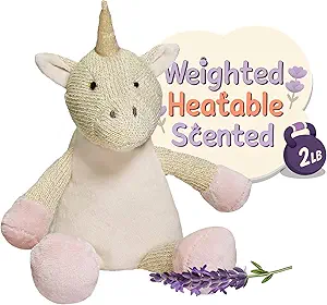 WILD BABY Microwavable & Weighted Plush Toy - Unicorn Stuffed Animal for Comfort & Warmth - Soft, Heatable Plushie for Snuggles - Great for Kids, Toddlers & All Ages
