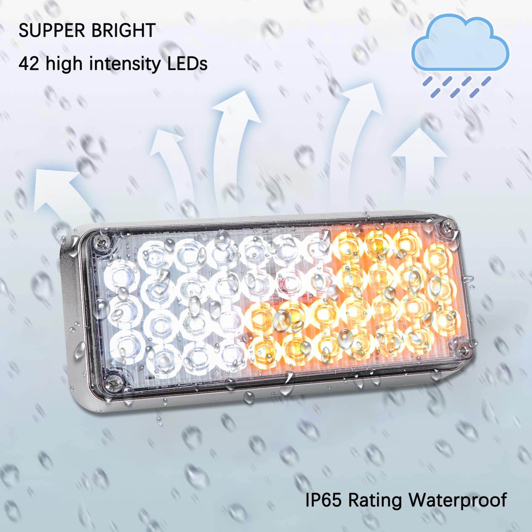 2 luces estroboscópicas magnéticas intermitentes, baliza recargable inalámbrica de montaje en superficie, luz de emergencia portátil de advertencia de 42 LED para camión, furgoneta, camión