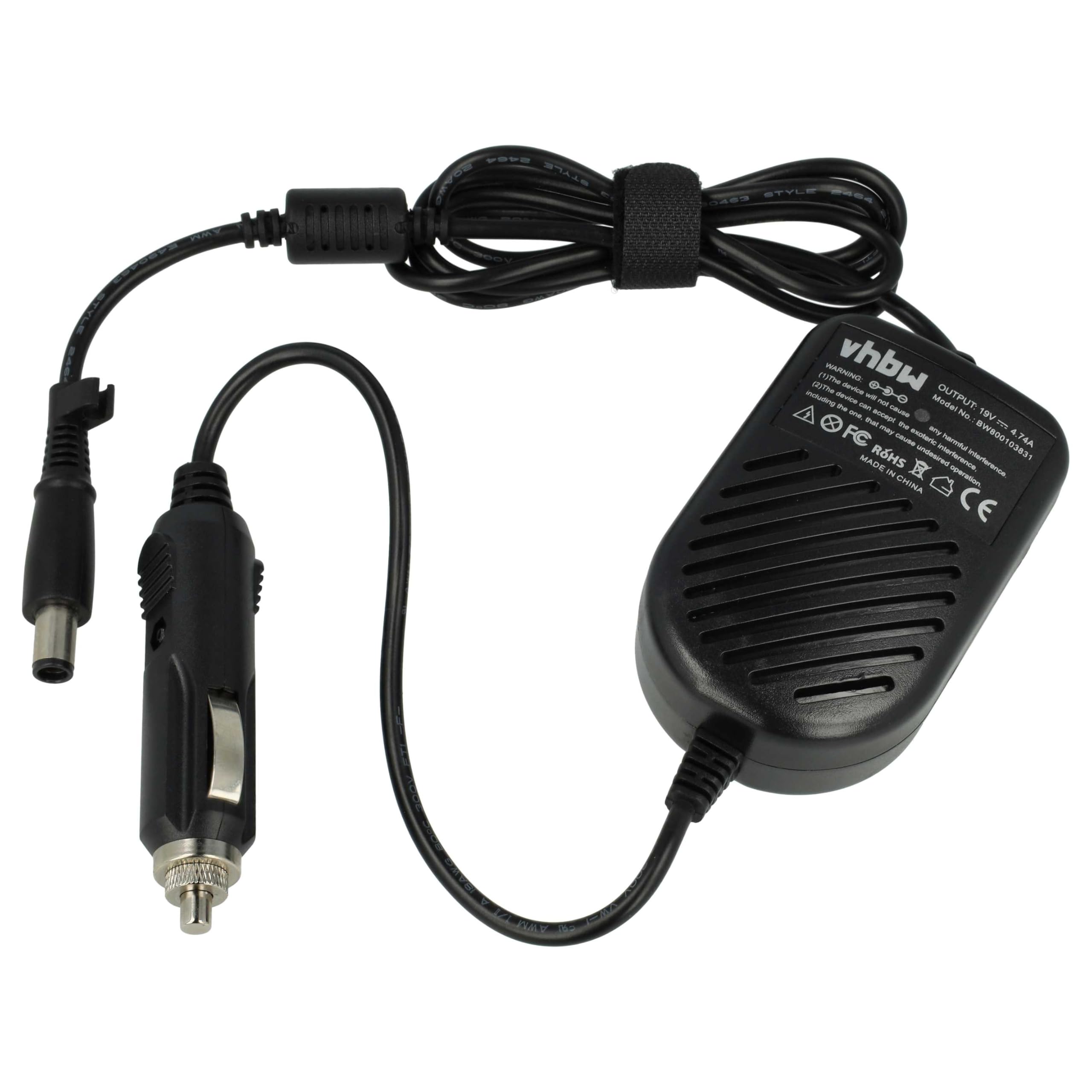 vhbw Chargeur Allume-Cigare Compatible avec HP EliteBook 2730p, 2740p, 2540p, 2530p, 2760p, 6730b Ordinateur Portable - Chargeur 12V Noir 4,74 A