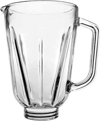 Univen Tarro de licuadora de vidrio redondo de 6 tazas compatible con licuadoras Hamilton Beach