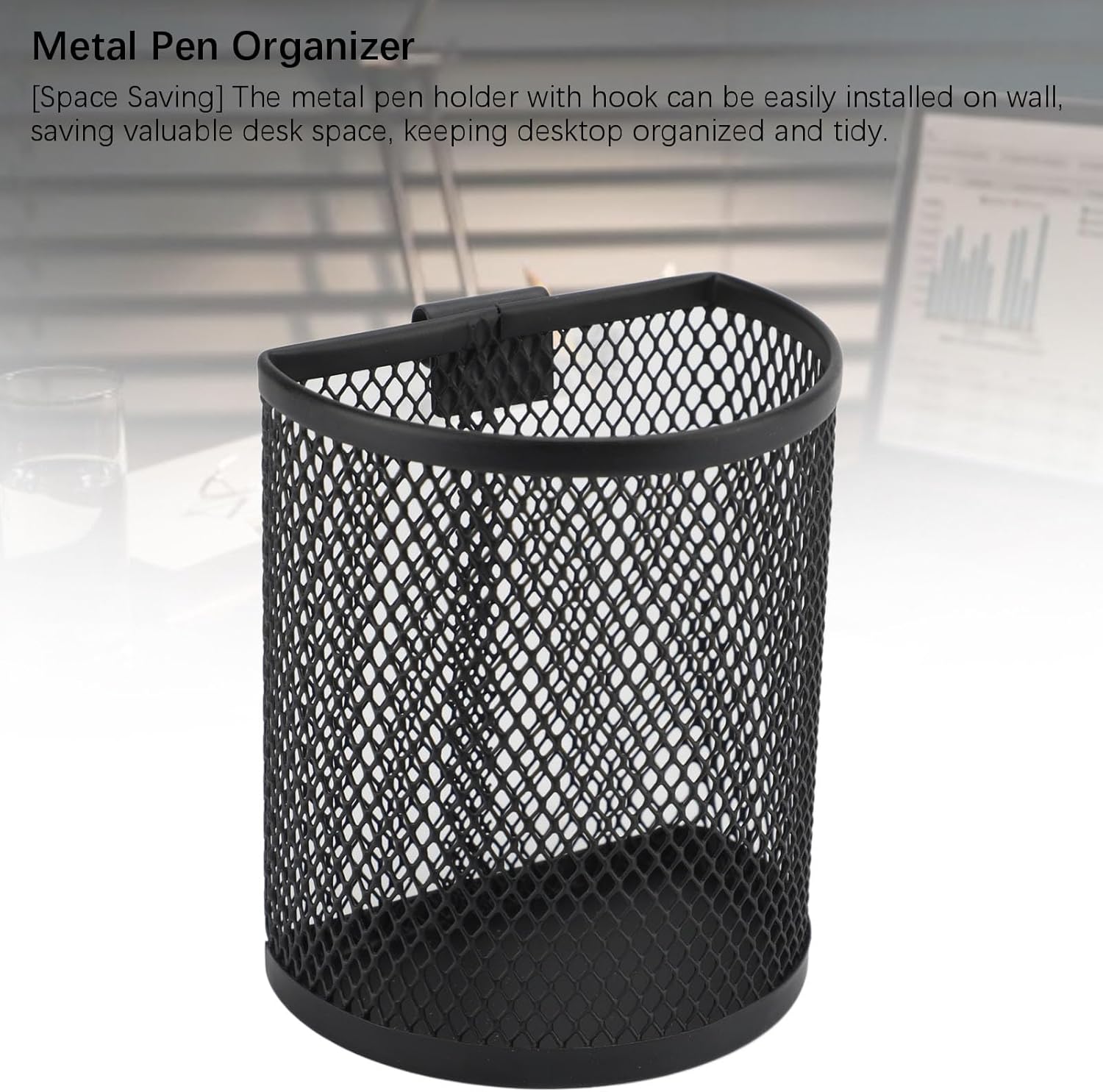 Denash Metal Hook Wall Mounted Pen Pencil Holder,Office Desk Organizer with Hook,Metal Pencil Holder For Paintbrushes Pegboard Classroom Home - Image 6