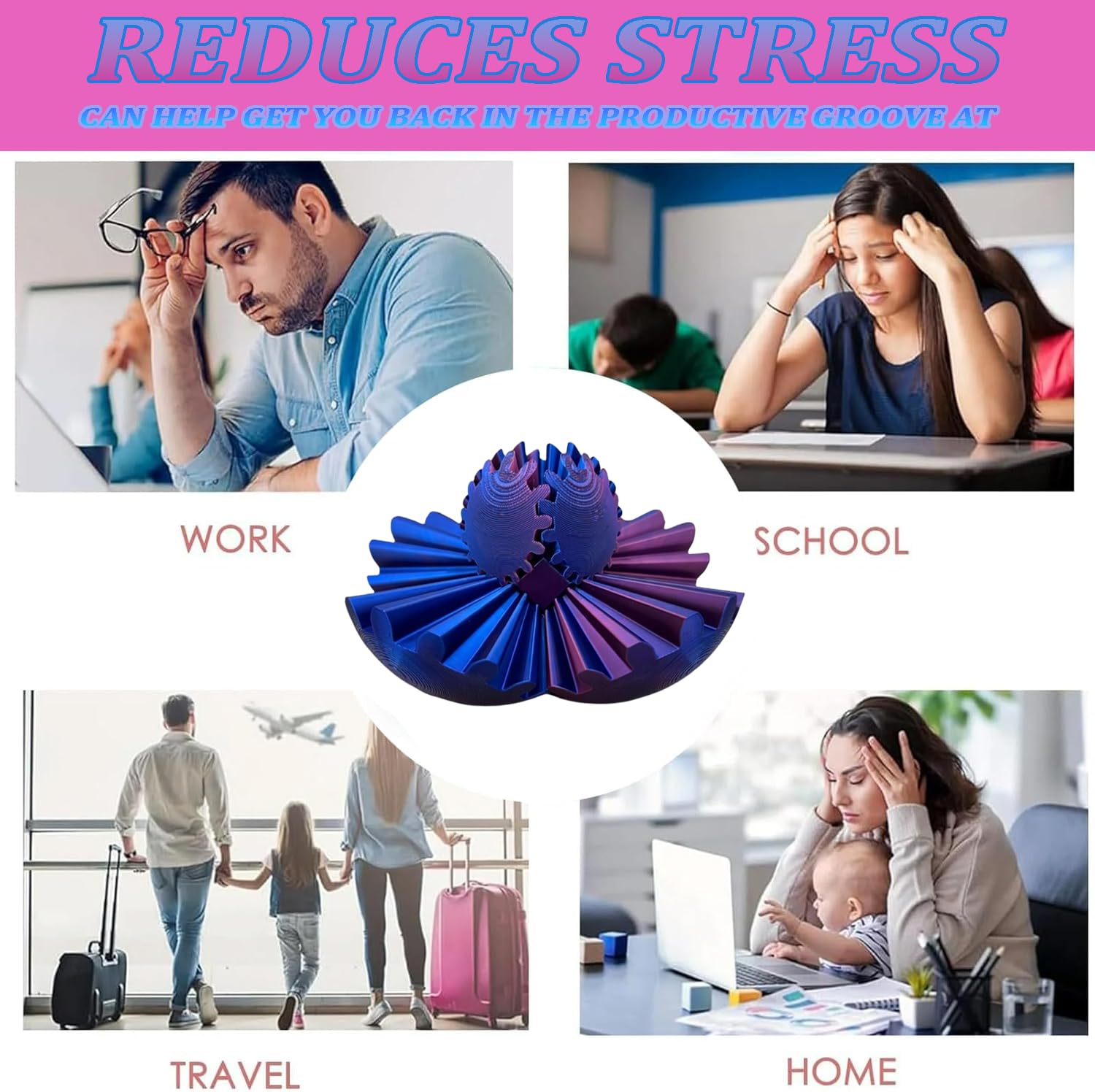 3D Printed Rotating Gear Ball, 3D Printed Stress Relief Toy, Stress Balls for Adults and Kids Gear Sphere Fidget Toys - Image 4