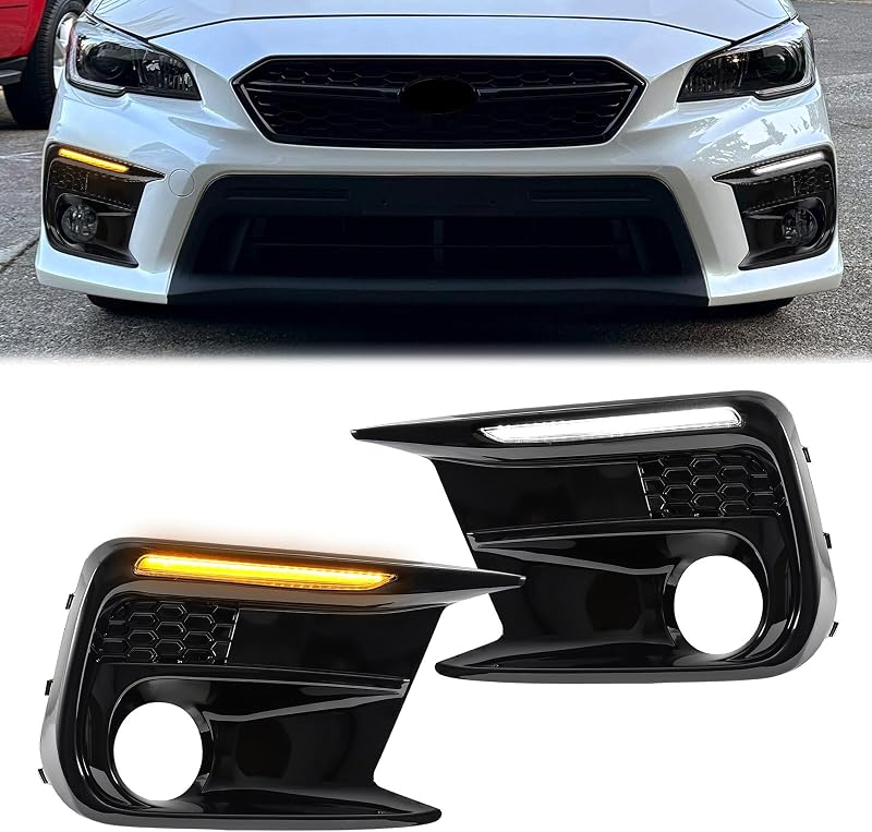 Kit de luzes LED para para-choque dianteiro Fancemot para Subaru WRX/WRX STI 2018–2021 – DRL branco e seta âmbar