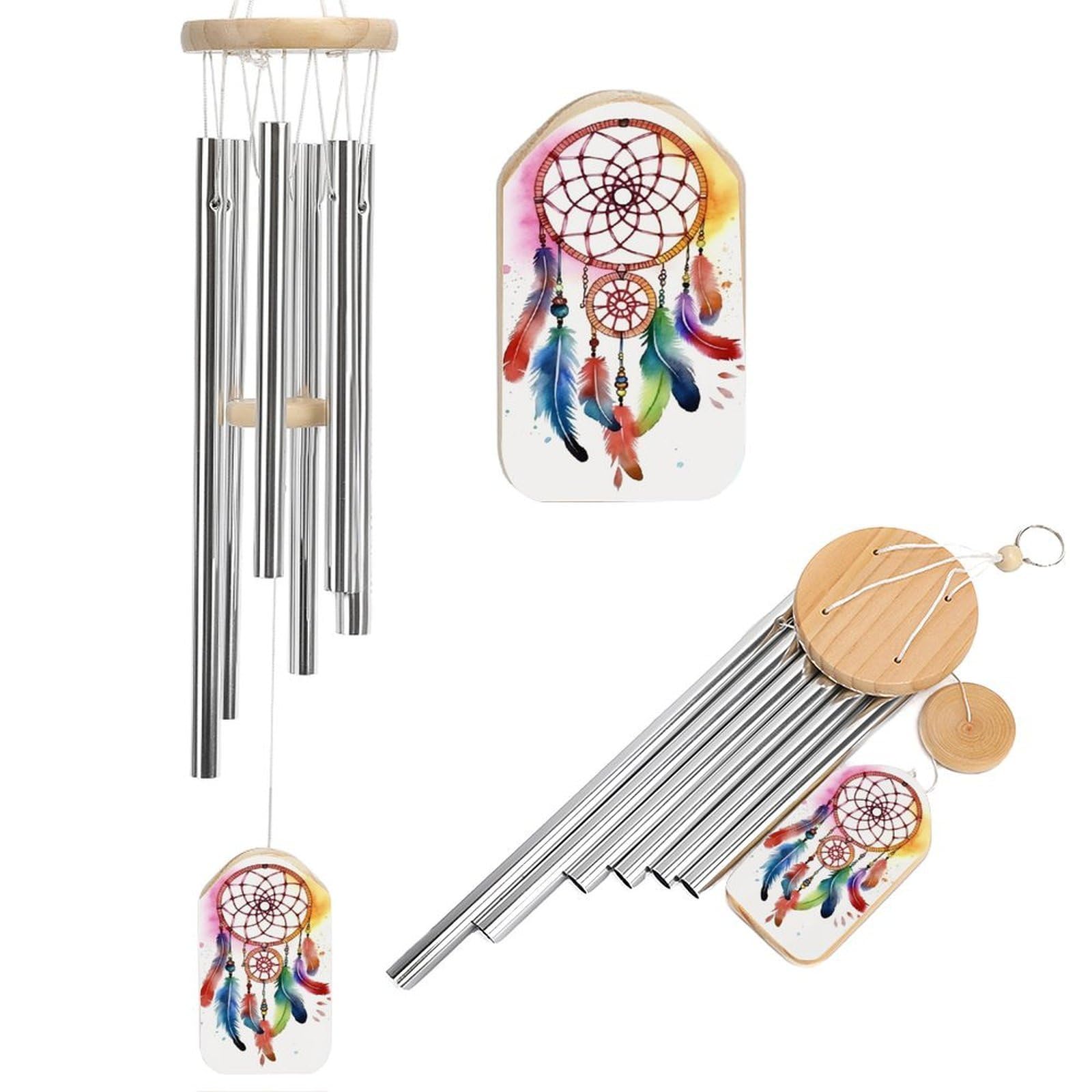 Watercolor Dream Catcher Wind Chimes for Outside Memorial Gift Sympathy Wind Chimes Aluminum Tube Windchime with Hook Windbell for Outdoor Patio Garden Decor Housewarming Gift
