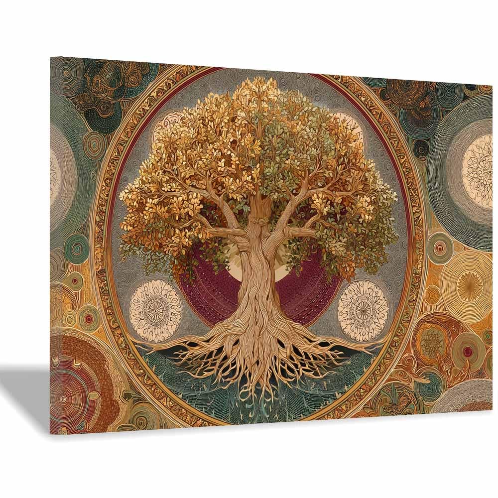 Tableau arbre de vie marron 40x60cm encadré impression toile salon - 7