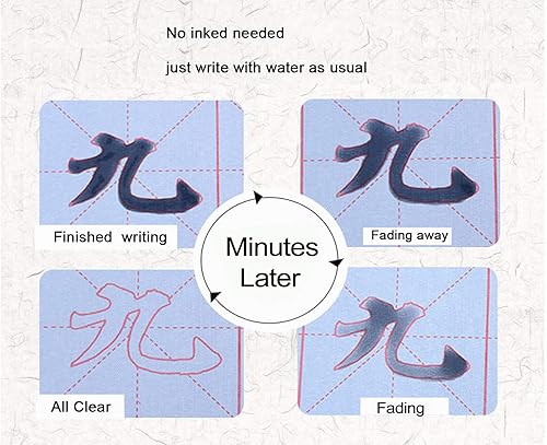 Miniatura 5 de Tianjintang Yan Ti - Juego de caligrafía china ecológica, reescribible, sin necesidad de tinta, cepillo de caligrafía para estudiantes, paquete de 9