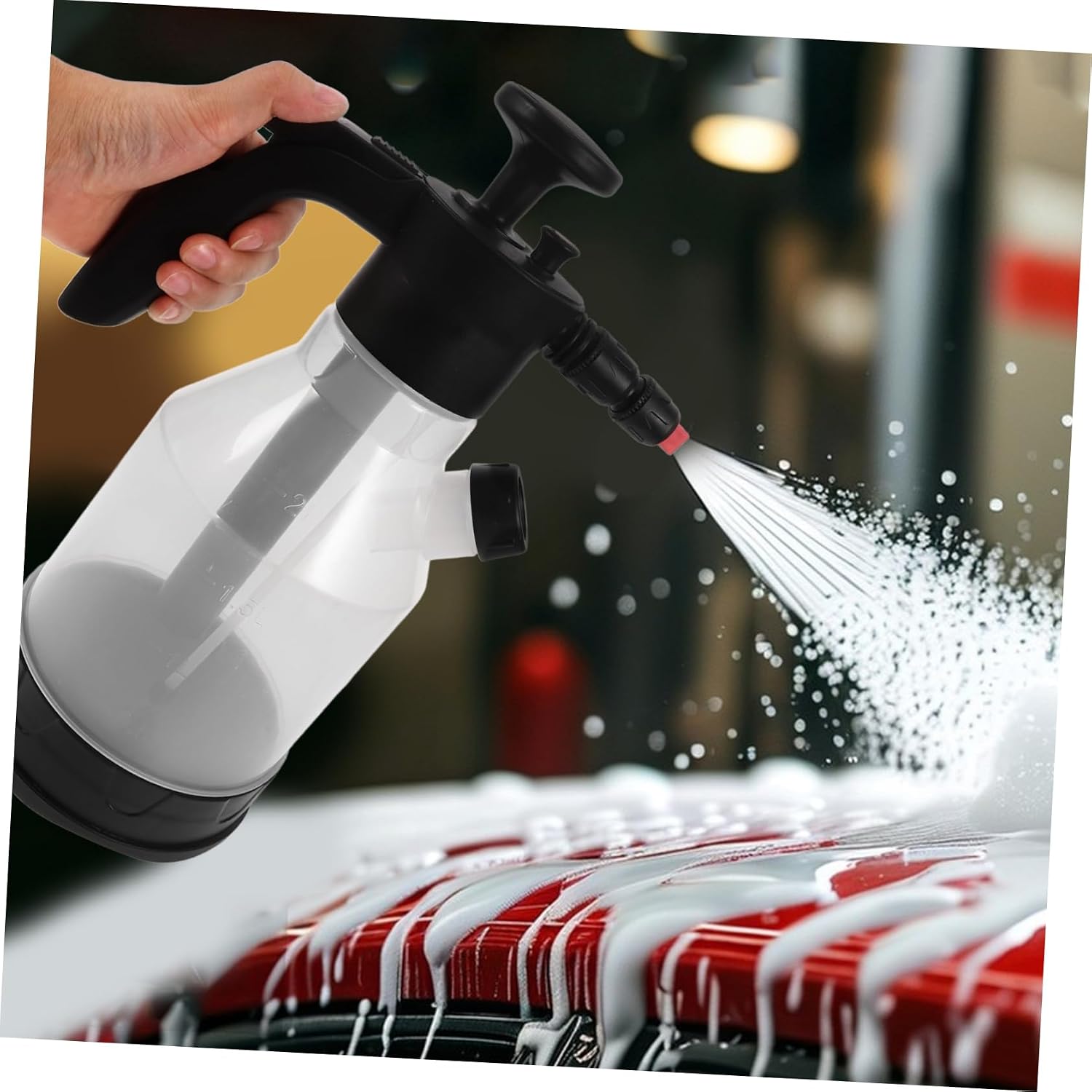 Car Foam Sprayer Hand Pump Pressure Bottle, 2l Black