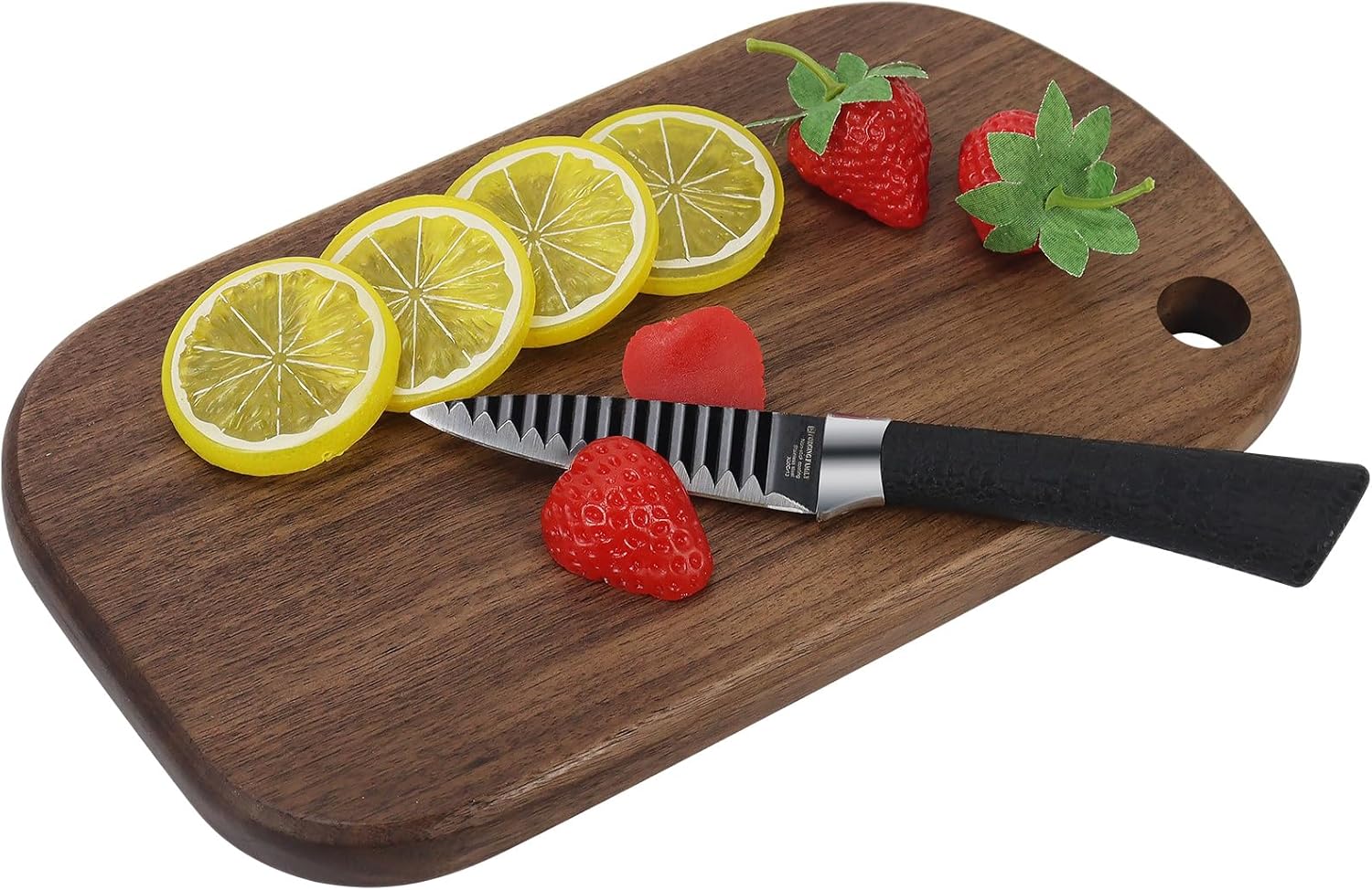 MultiBey North American Black Walnut Wood Cutting Board, Non Toxic Double Sided Wooden Chopping Board for Kitchen with Strap, Durable Solid Wood Butcher Block for Meat Cheese Bread, 11x6.3x0.8 Inch