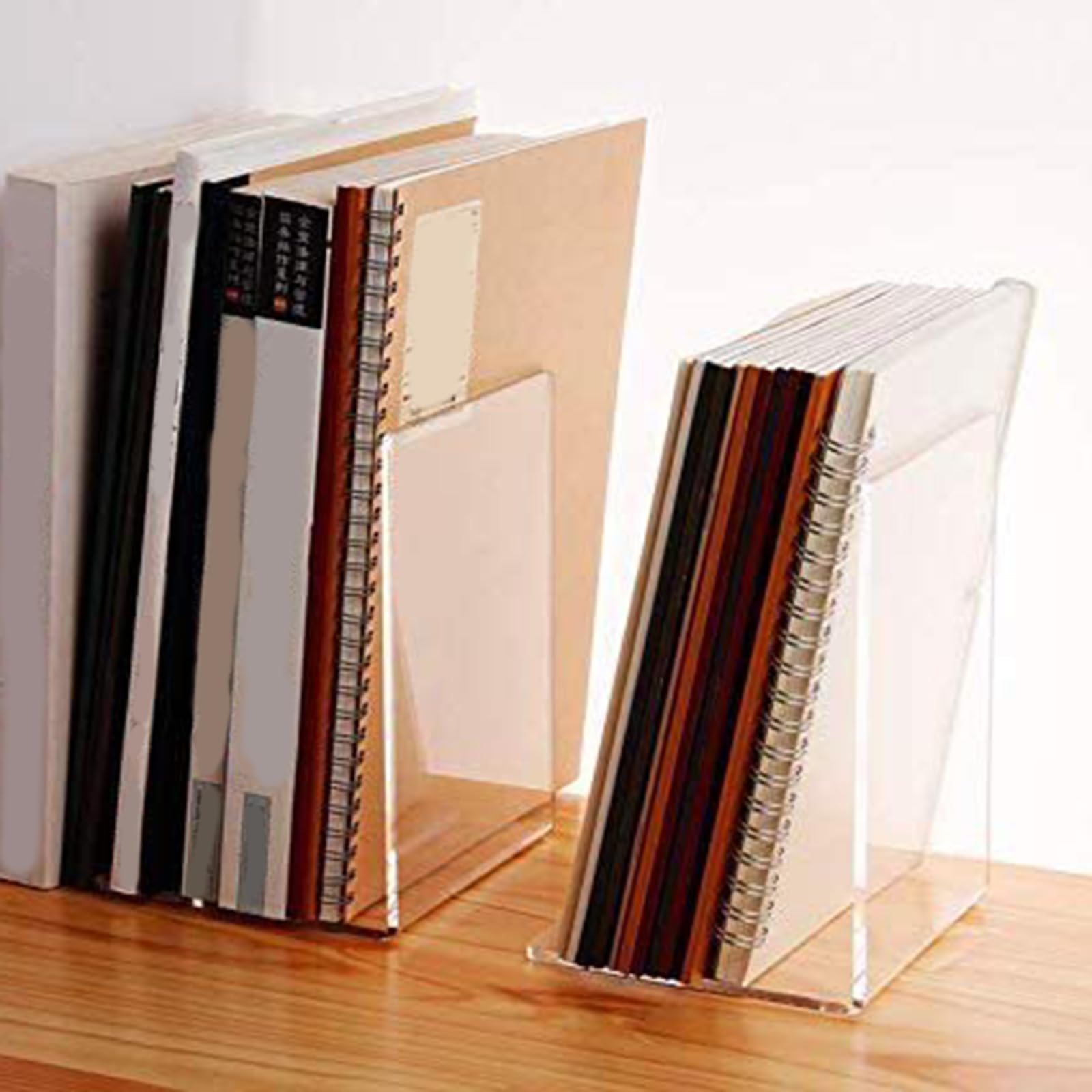 Serre-Livres En Acrylique Transparent - Lot De 4 | 12x12x17.5cm | Design Invisible Pour Bibliothèque/Bureau
