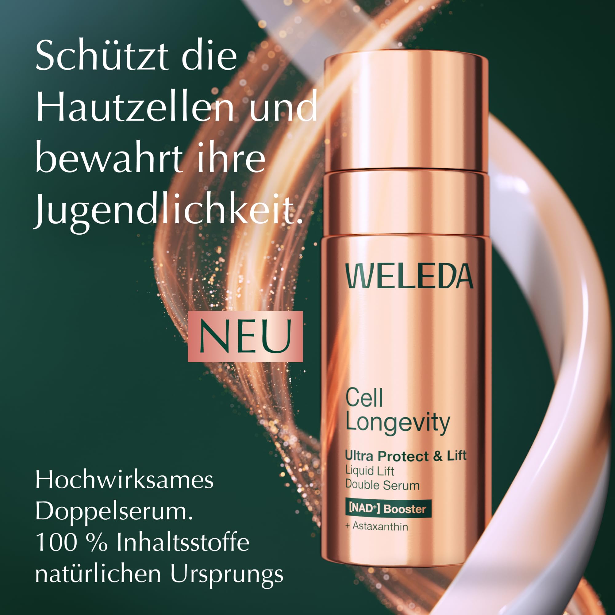 WELEDA Cell Longevity Ultra Protect & Lift Liquid Lift Double Serum - Gesichtspflege Serum mit [NAD⁺] Booster & Astaxanthin schützt vor Hautalterung & strafft die Haut (Naturkosmetik, vegan, 50ml)