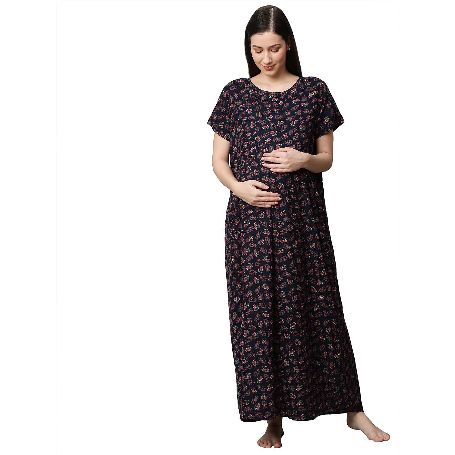 MomToBe Women's Cotton Blend Maxi Maternity Nighty/Feeding Nighty/Pregnancy Night Gown/A-Line Nursing Nighty with Zippers ... - Review, Price and Buying Guide