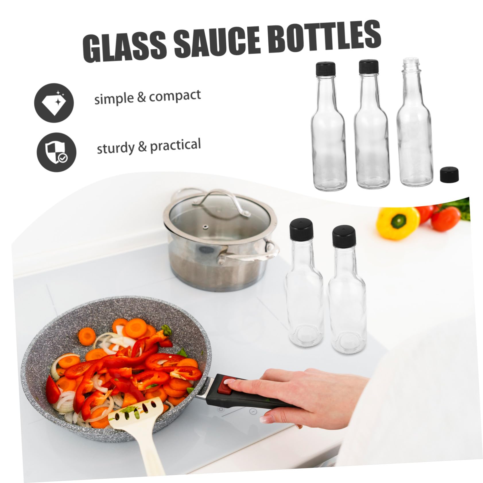 VALICLUD Flacons à Sauce en Verre 150ml Couvercle, Lot de 6