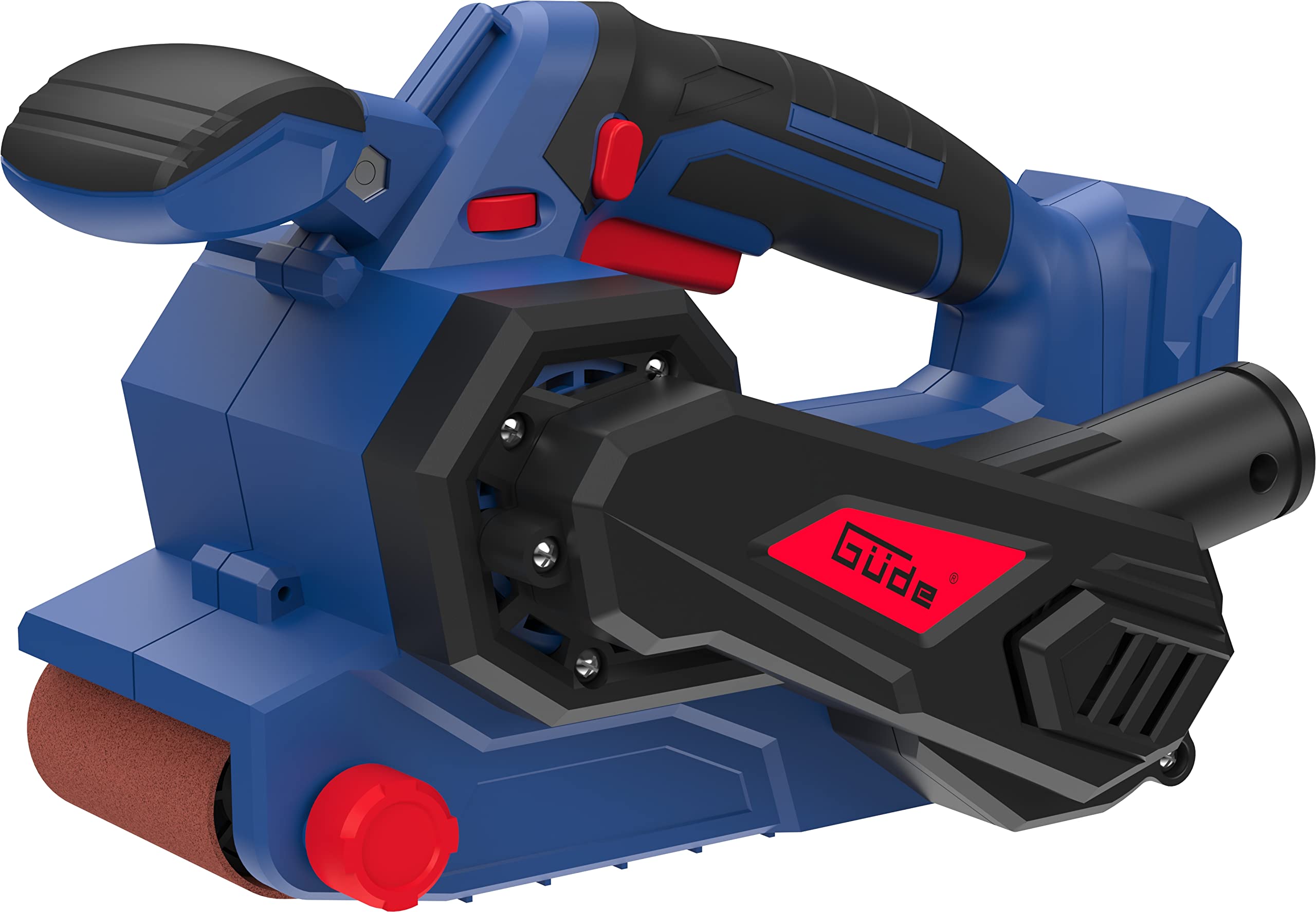 Güde BSR 18-0 - Lijadora de banda con batería (18 V, superficie de lijado de 76 x 115 mm, velocidad de banda de 2 a 5,8 m/s, sistema de cambio rápido de cinta, selección de velocidad de banda continua
