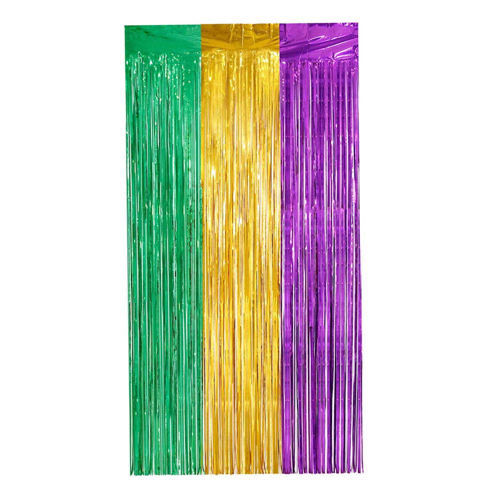 SM SunniMix Mardi Gras Tinsel Foil Fringe Curtains for Photo Booth Backdrop