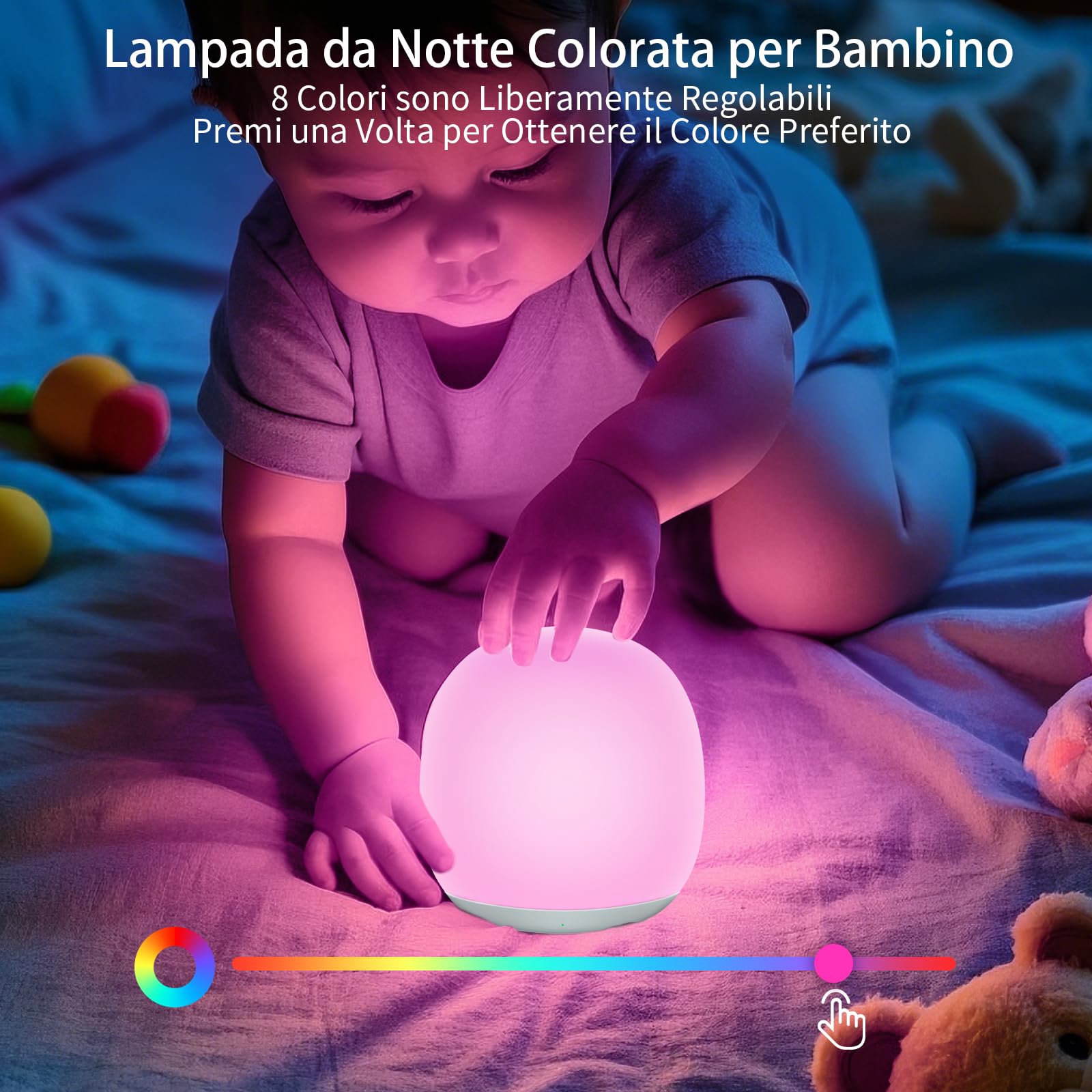 Tyute Night Light for Kids, Baby Light for Nursery with 8 RGB Colors Changing, Egg Night Light with 1H Timer & Touch Control, Soft BPA Free Portable Dimmable Night Lamp for Kids