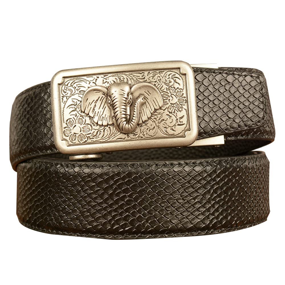 BDAYEK Men's Belt Men'S Automatic Buckle Belt Antioxidant Stretch Colourful Ratchet(H,120Cm/47Inch)