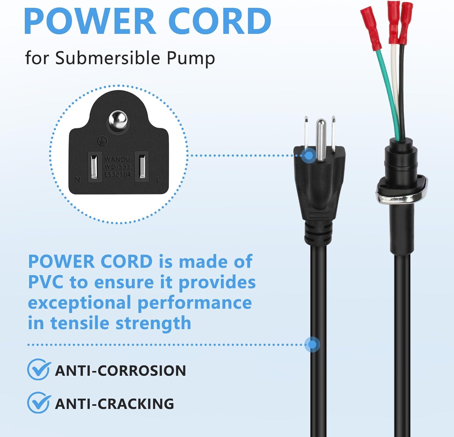 Submersible Cord Gland 8M for Multiquip ST-1503A S500Ul Pumps 0201503UL120 Replacement Parts