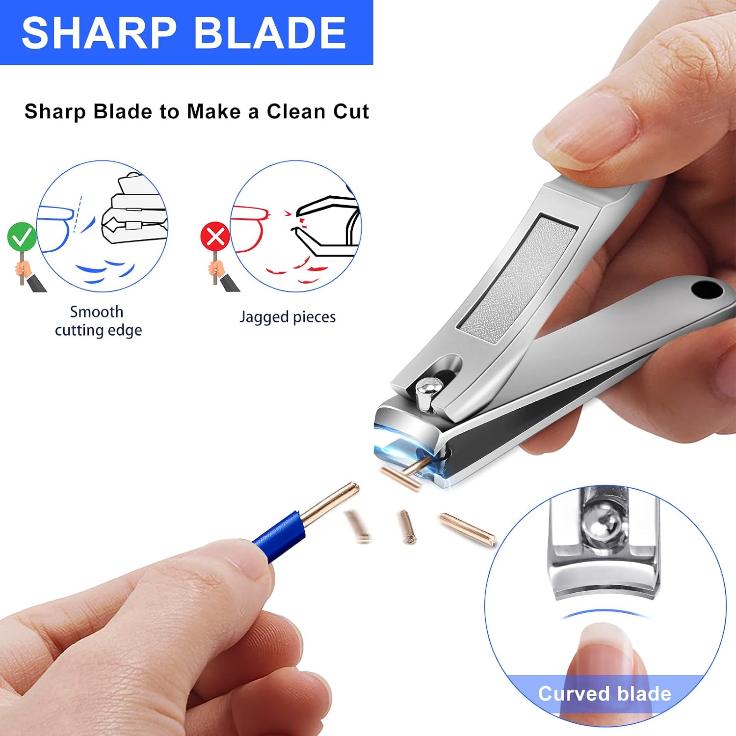 Nail Clippers -2pc Professional Toenail Clippers Ultra Sharp Stainless Steel Built-in File Nail Cutter Set for Fingernail and Toenail - Image 3