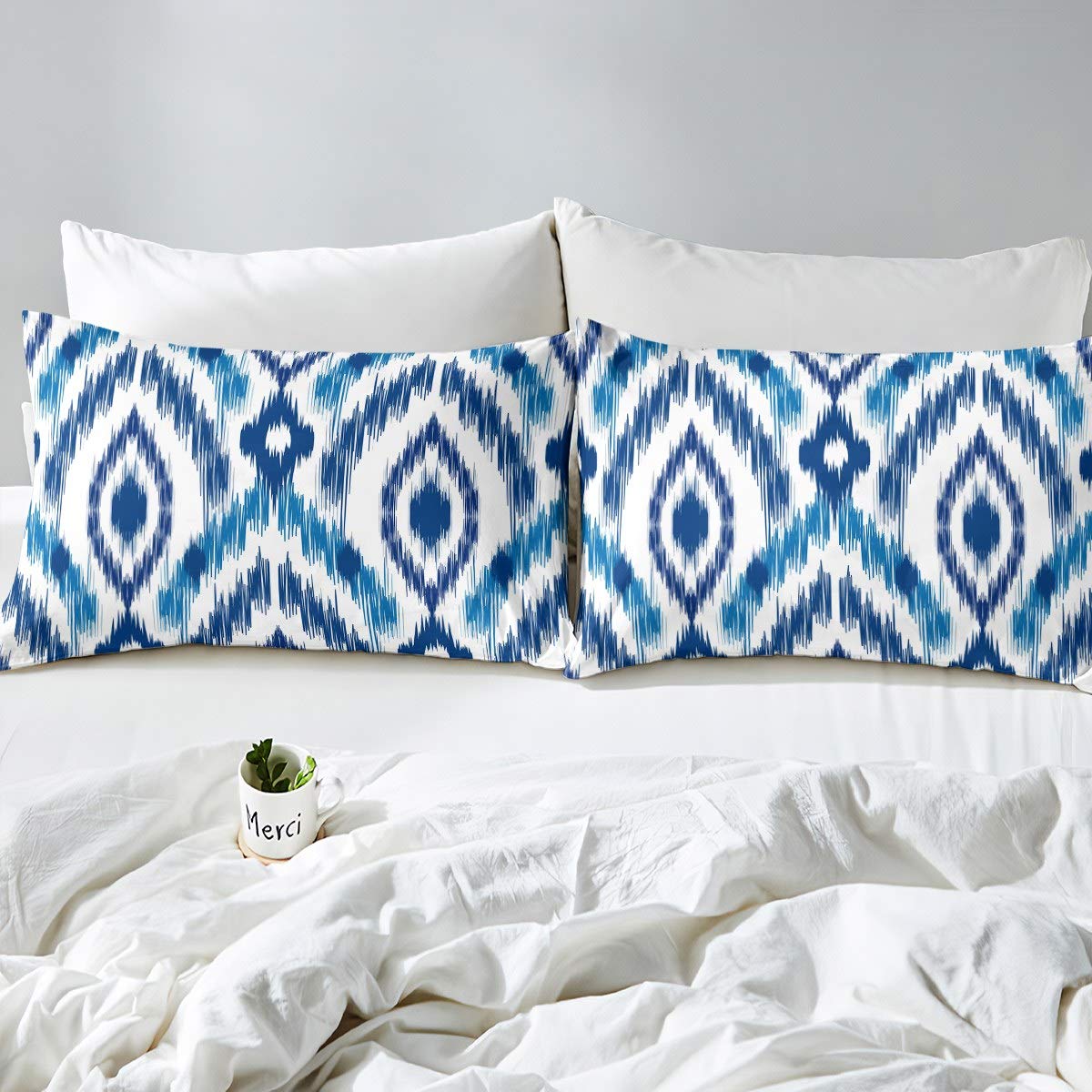 Set di biancheria da letto 200x200cm con 2 federe, stile bohémien, con motivo geometrico moderno, a righe, trapuntato, per ragazzi, ragazze, bambini, adulti