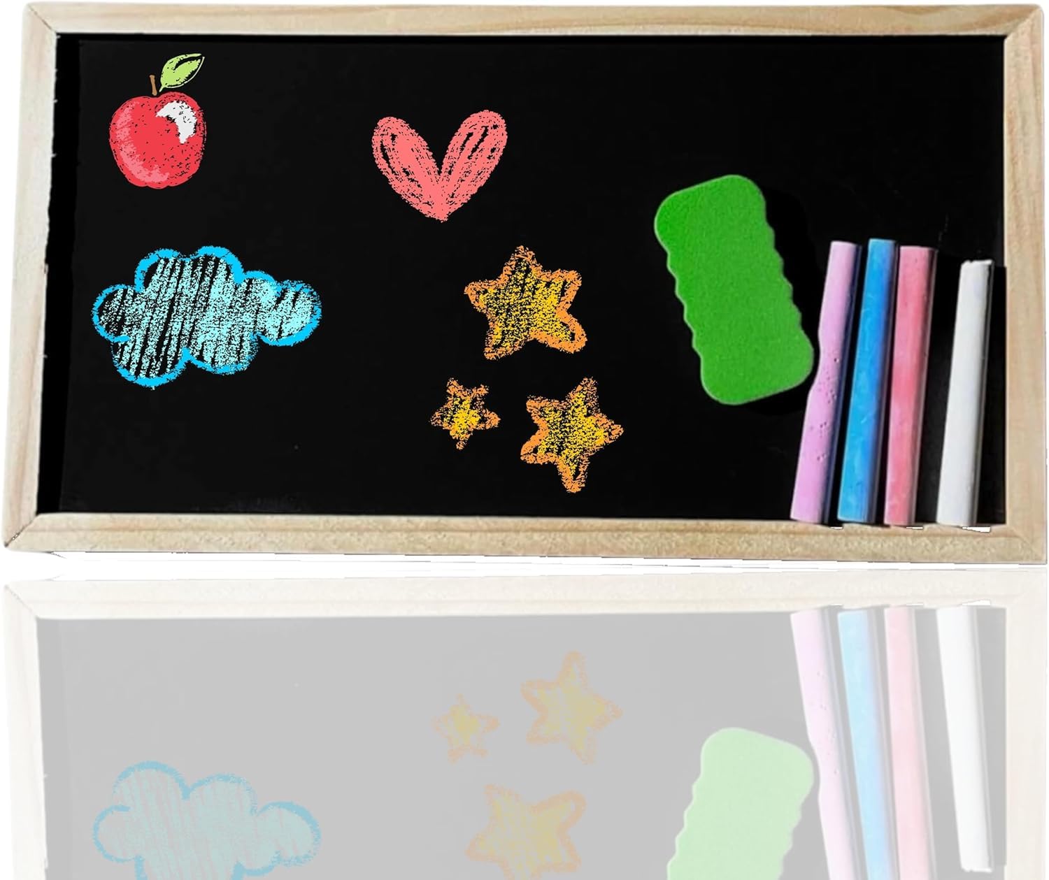 PARENCE. Set Escuela y Ocio 3en1 - Kit de Pizarra con Esponja Borrable y Tiza - 29x21cm
