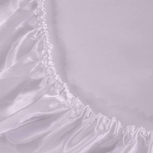 Miniatura 6 de Juego de sábanas de satén súper suave de 4 piezas (1 sábana encimera, 1 sábana bajera y 2 fundas de almohada) de 19 pulgadas de profundidad con