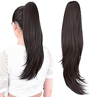 Vista 22 de Extensión de cola de caballo negra, extensiones de cabello con clip de cola de caballo de 20 pulgadas, extensiones de cabello largo y rizado
