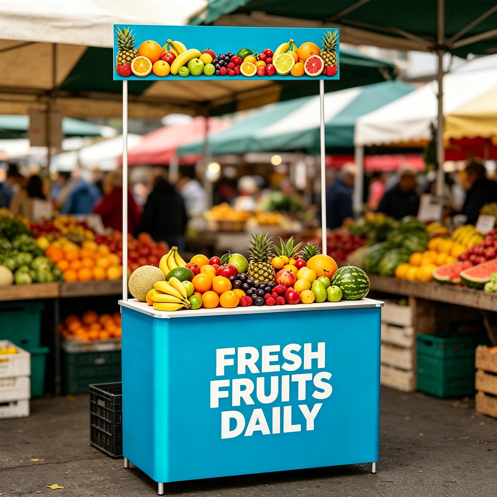 Puesto de Vendedor Plegable de Aluminio, Soporta hasta 60 Kg, Diseño Plegable, Puestos del Mercado, Bolsa de Almacenamiento Incluida, para Comida Callejera, Dulces y Limonada(S)