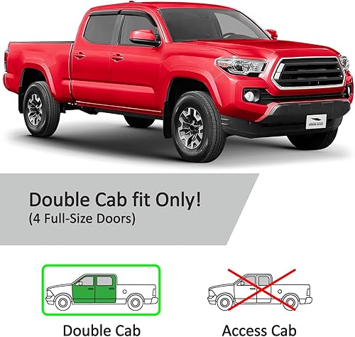 Miniatura 5 de Voron Glass Protectores de lluvia extra duraderos con cinta adhesiva para Toyota Tacoma 2016-2023 doble cab, deflectores de ventana, viseras de