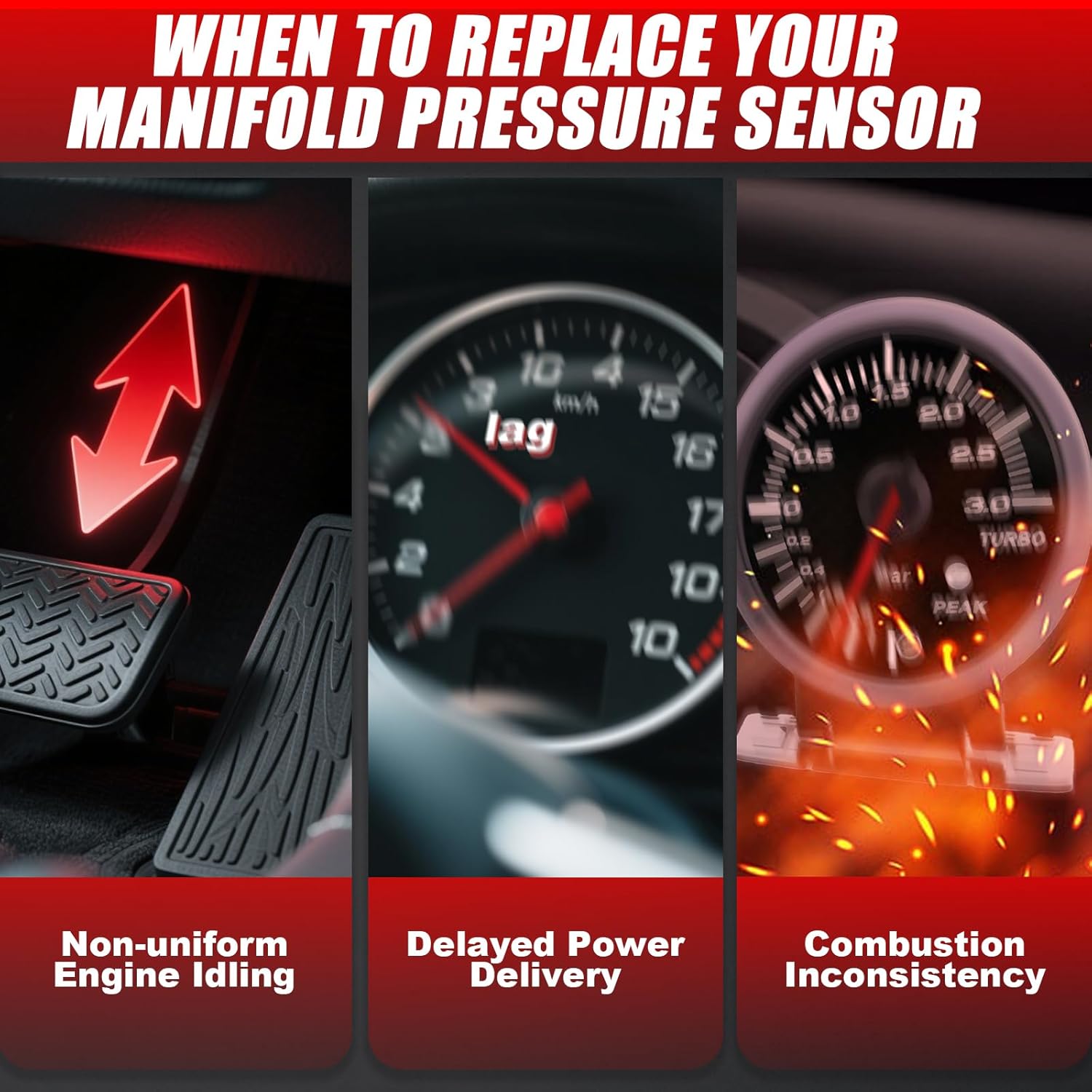 MAP Sensor Manifold Absolute Pressure: 5C3Z-9G576-AA 5C2E-9G756-AC Compatible with 2005-13 Ford E150 E250 E350 5.4L, 2004-10 F150 5.4L, 2005-11 Crown Vic 4.6L, 2005-10 Mustang 4.6L,2004-12 Escape 3.0L