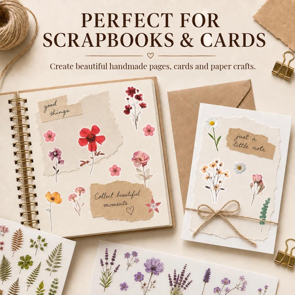 320 Pcs Transparent Flower Stickers for Scrapbooking