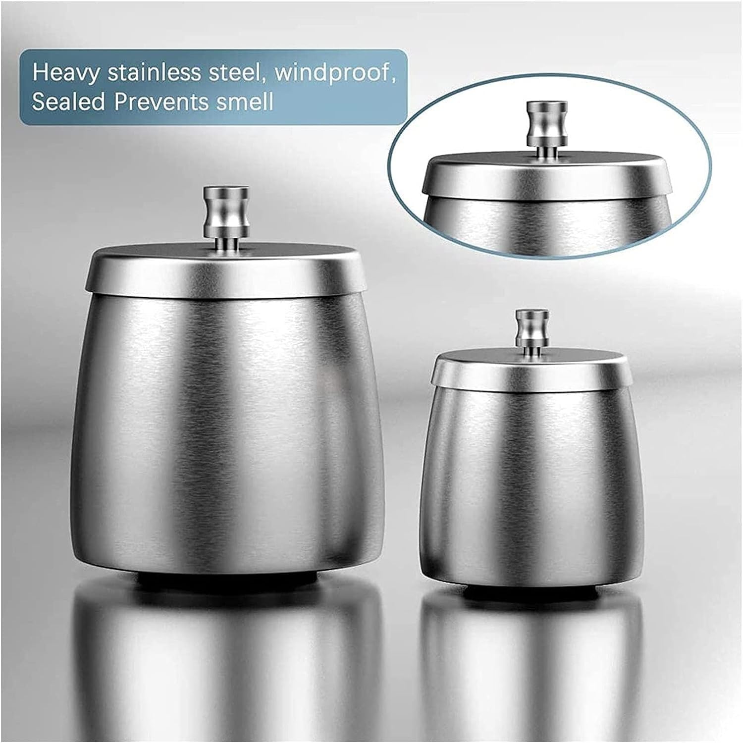Car Ashtray with lid Smell Proof Stainless Steel Portable Smokeless Detachable Windproof Self Extinguishing Butt Bucket Ash Tray for Most Car Cup Holder for Outdoor Travel Home Office