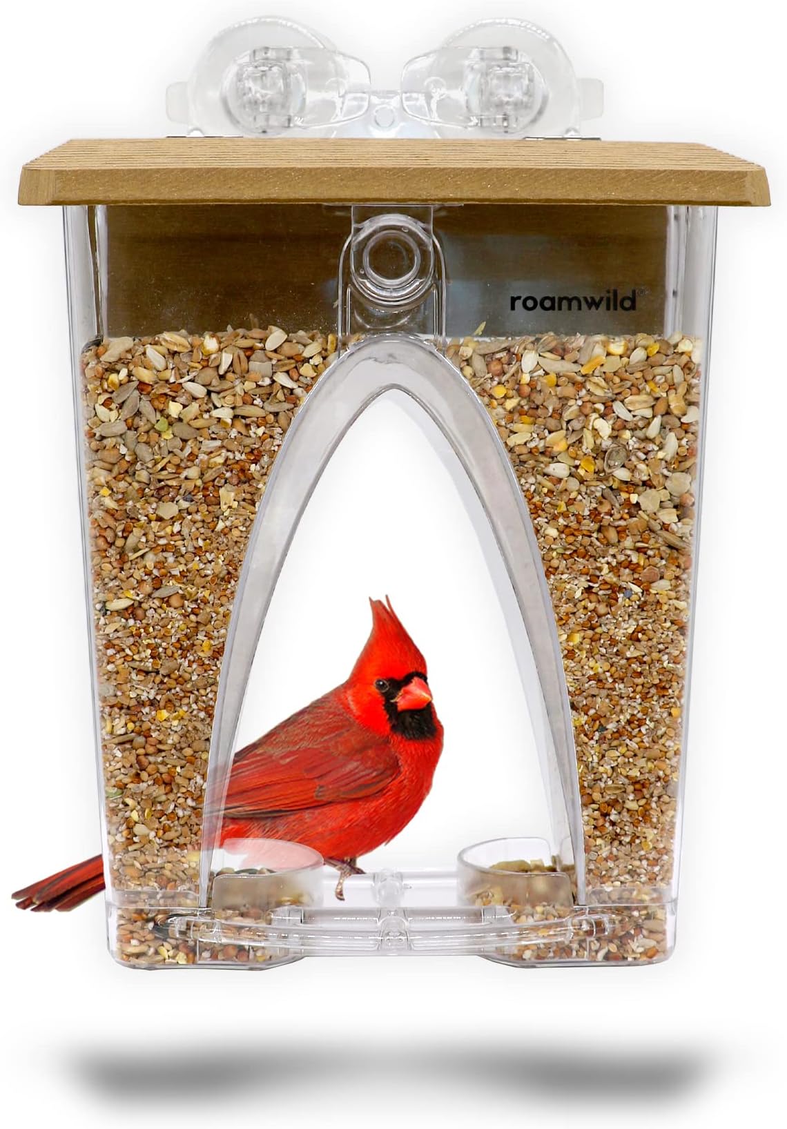 Beautiful Arch Window Wild Bird Feeder with Huge 4LBS Capacity & Ultra Strong Dual Suction Technology for Outdoors with Drainage Holes & Window Protectors