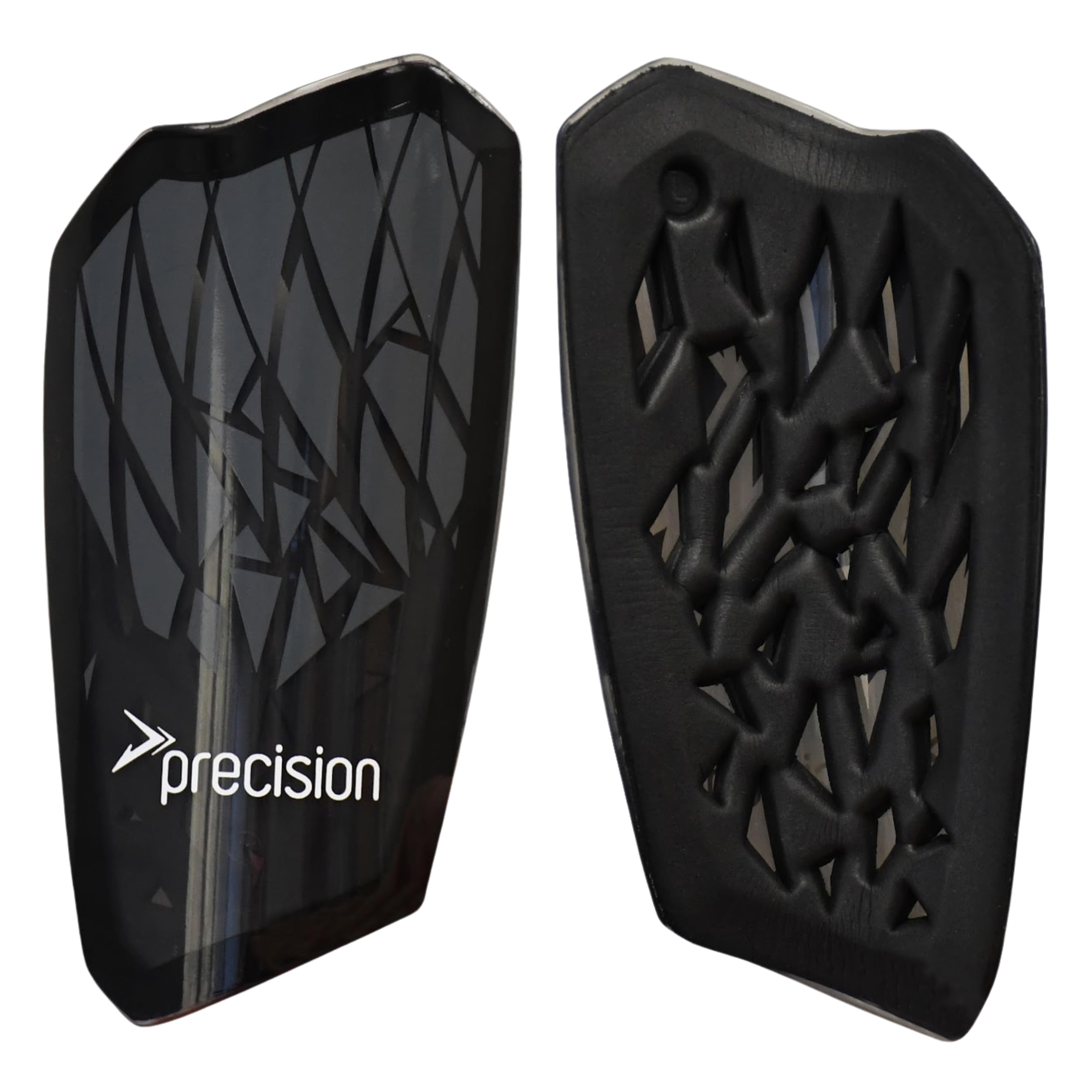 Precision Pro Fusion Flex Shin Guards, Lightweight Football Protection with TPU Shell, EVA Foam Cushioning, Elasticated Sleeves Pads, Black, Small